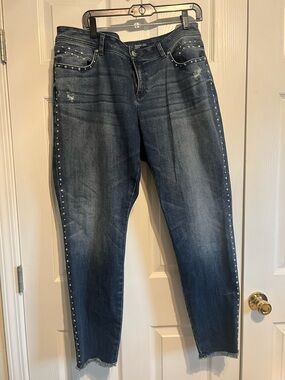 INC International Concepts Dark Blue Skinny Jeans with Silver Studs